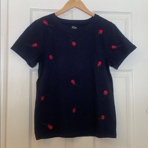 J. CREW: Crewneck Tee w/ Embroidered Roses